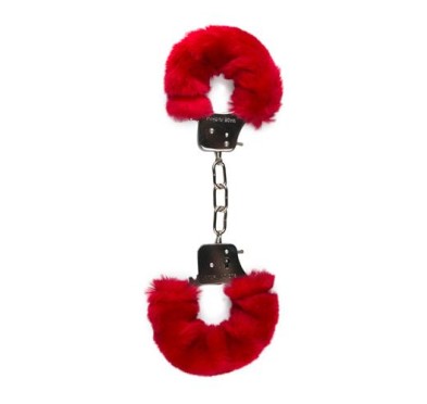 Kajdanki-furry handcuffs - red